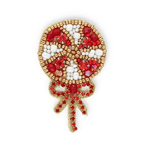 Broches lollipop  with bow Red-white-gold