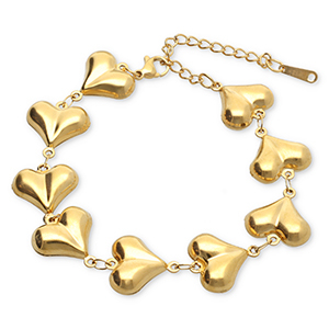 Armbanden van Stainless steel Roestvrij staal (RVS) hearts Gold
