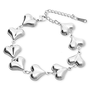 Armbanden van Stainless steel Roestvrij staal (RVS) hearts Silver