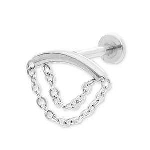 Oorpiercing van Stainless steel Roestvrij staal (RVS) arch with 2-layer chain Silver
