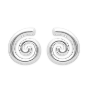 Oorbellen van Stainless steel Roestvrij staal (RVS) oorsteker spiral Silver