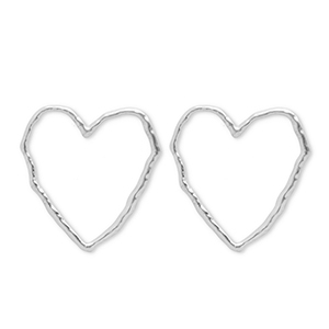 Oorbellen van Stainless steel Roestvrij staal (RVS) oorsteker heart Silver