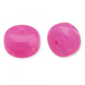 Kralen van acryl disc Dark pink-white