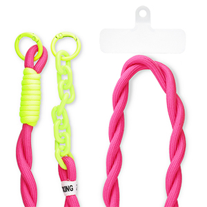 Musthave telefoonkoord incl. bevestiging Dark pink-neon yellow