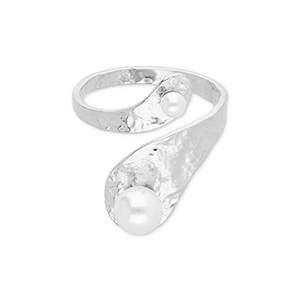 Ringen van Stainless steel Roestvrij staal (RVS) with pearls Silver-white
