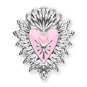 Bedels van Stainless steel Roestvrij staal (RVS) sacred heart Silver-light pink