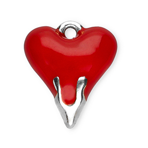 Bedels van Stainless steel Roestvrij staal (RVS) heart Silver-red