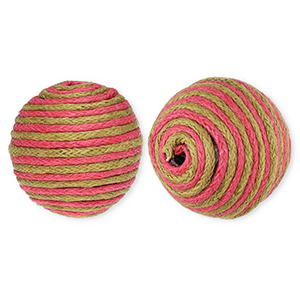 22 mm kralen van acryl met waxkoord Olive green-dark pink