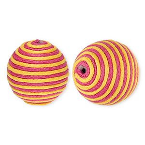 22 mm kralen van acryl met waxkoord Dark pink-orange