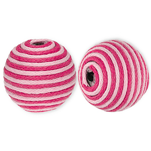 22 mm kralen van acryl met waxkoord Light pink-pink