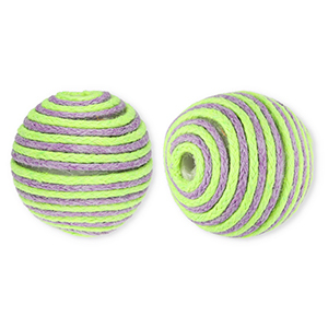 22 mm kralen van acryl met waxkoord Lime green-lavender purple