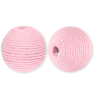 22 mm kralen van acryl met waxkoord Light pink