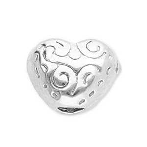 Kralen van stainless steel Roestvrij staal (RVS) heart Silver