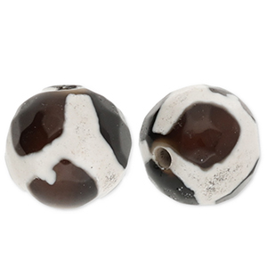 Kralen natuursteen chalcedoon 8mm Black-brown-white