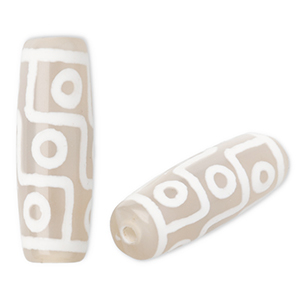 Kralen natuursteen chalcedoon tube Sand beige-white