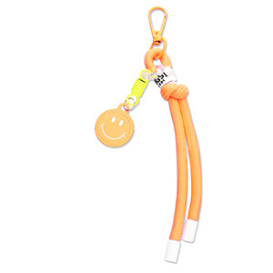 Sleutelhangers smiley with rope Neon orange-neon yellow-white