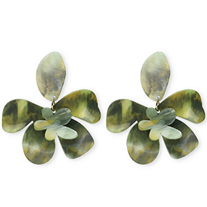 Musthave resin oorbellen&nbsp;/&nbsp;oorstekers flower Multicolour green