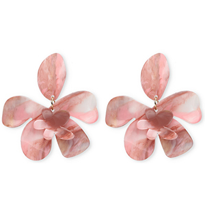 Musthave resin oorbellen&nbsp;/&nbsp;oorstekers flower Multicolour pink