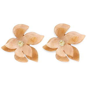 Musthave resin oorbellen&nbsp;/&nbsp;oorstekers flower Brown marble-gold