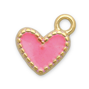 Bedels van Stainless steel Roestvrij staal (RVS) heart Gold-pink