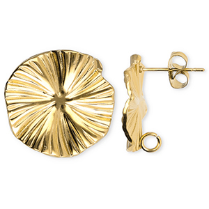 Benodigdheden van Stainless steel Roestvrij staal (RVS) oorbellen / oorsteker flower with loop Gold