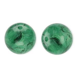 16 mm kralen van acryl round Dark green-marble