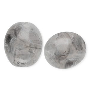 Kralen van acryl oval Grey-marble