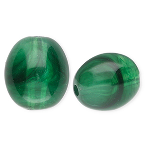 Kralen van acryl oval Dark green-marble
