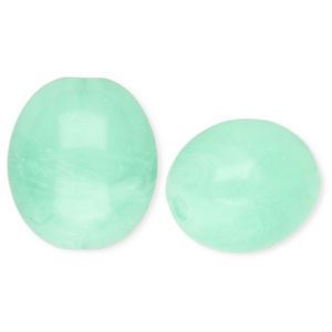 Kralen van acryl oval Mint green-marble
