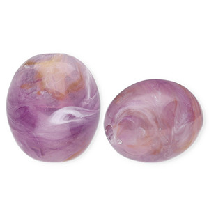 Kralen van acryl oval Purple-brown-marble