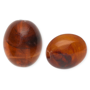 Kralen van acryl oval Amber brown-marble