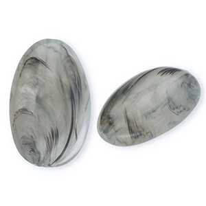 Kralen van acryl oblong oval Grey-marble
