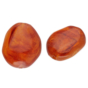 Kralen van acryl egg-shaped Amber brown-marble