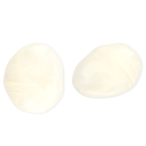Kralen van acryl egg-shaped Off white-marble
