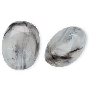 Kralen van acryl oval Grey-marble