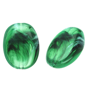 Kralen van acryl oval Dark green-marble