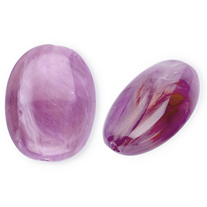 Kralen van acryl oval Purple-brown-marble