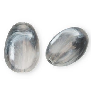 Kralen van acryl oval Grey-marble