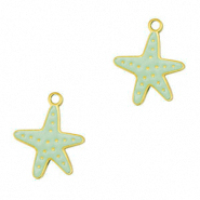 Bedels van Stainless steel Roestvrij staal (RVS) starfish Gold-mint green