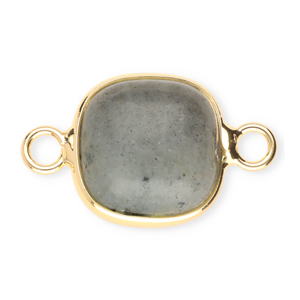 Hangers van natuursteen tussenstuk 12x12mm Grey-gold