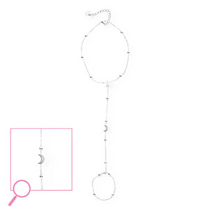 Handkettingen van Stainless steel Roestvrij staal (RVS) moon and star Silver-crystal