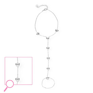 Handkettingen van Stainless steel Roestvrij staal (RVS) hearts Silver