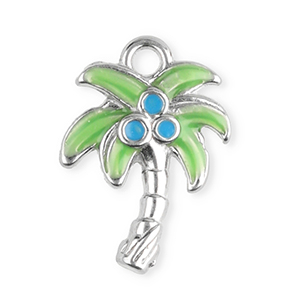 Bedels van Stainless steel Roestvrij staal (RVS) palmtree Silver-green-blue