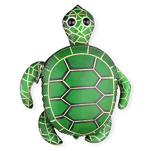 Leren portemonnee turtle Green-sand beige-black-white