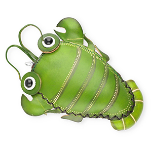 Leren portemonnee lobster Green-sand beige-black-white