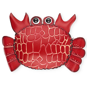 Leren portemonnee crab Red-sand beige-black-white