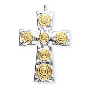 Bedels van Stainless steel Roestvrij staal (RVS) cross Silver-gold