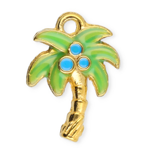Bedels van Stainless steel Roestvrij staal (RVS) palmtree Gold-green-blue