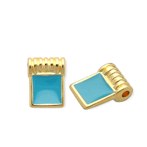 Metaal bedels DQ&reg; square Goud-petrol blue (nikkelvrij)