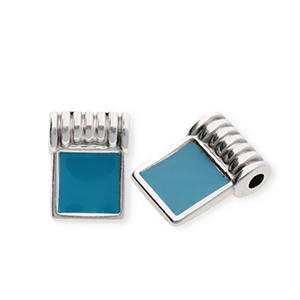 Metaal bedels DQ&reg; square Antiek zilver-petrol blue (nikkelvrij)